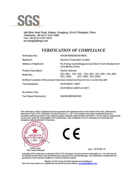 CHINA Dynamic Corporation Limited zertifizierungen
